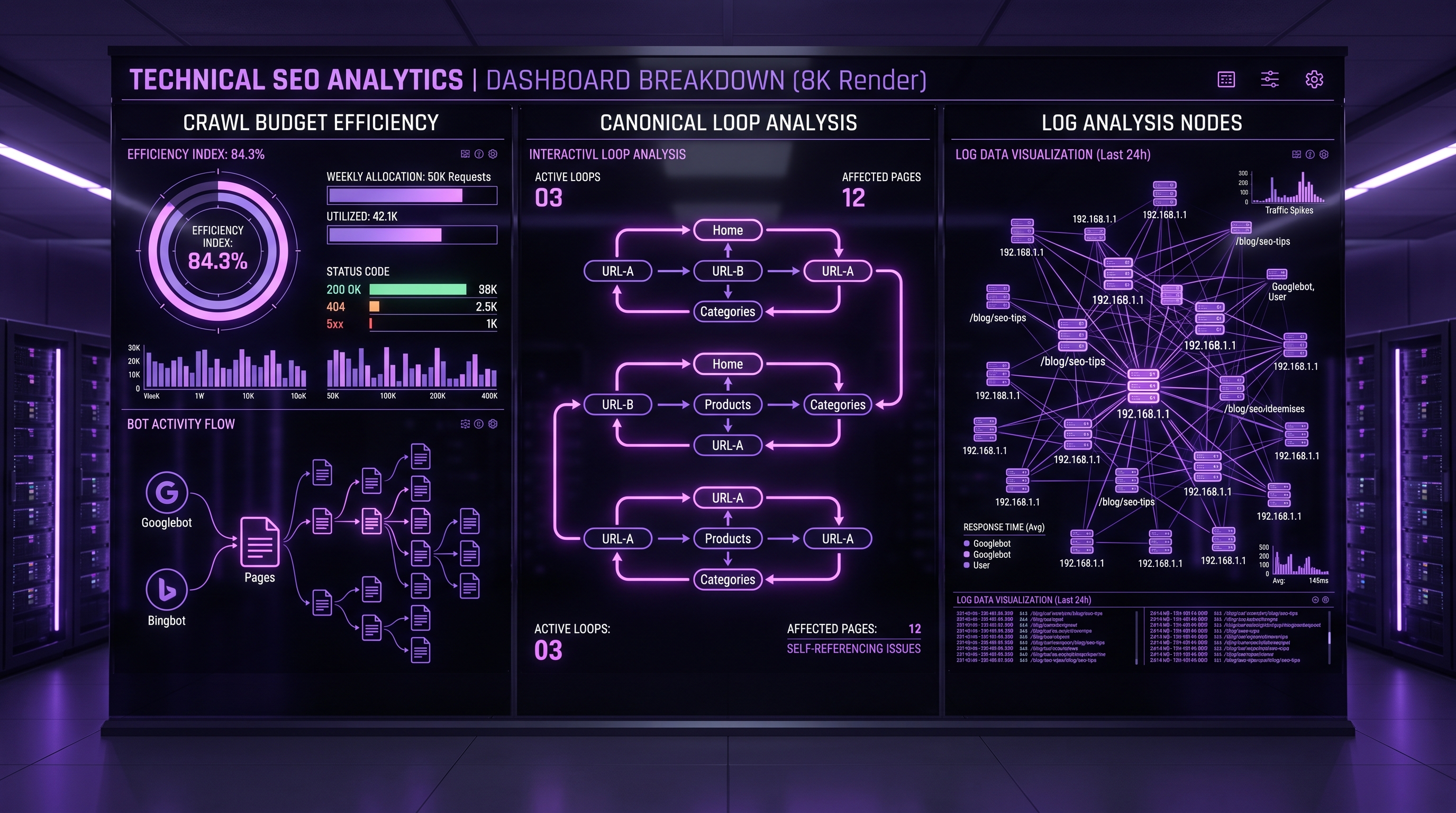 Log Analysis and Crawl Budget Efficiency Diagram